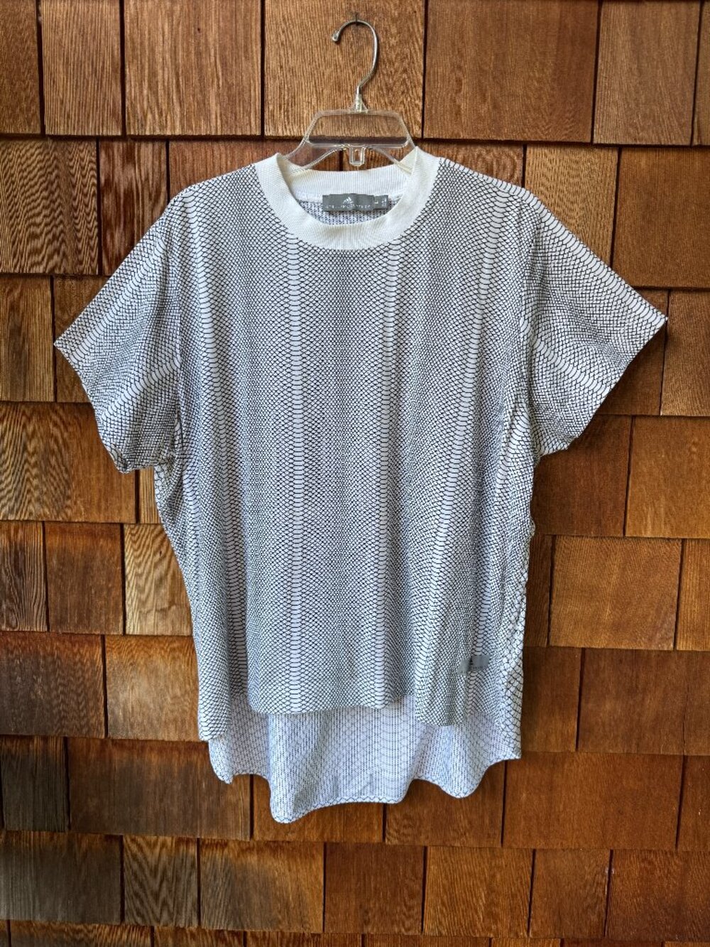 Adidas by Stella McCartney Black/White Print Short Sleeve Shirt - Women's Large